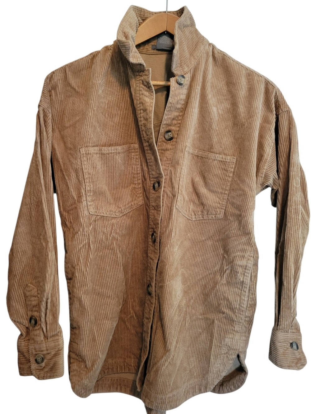 Matty M Tan Corduroy Shacket Button Down Shirt Jacket Medium Layering Piece